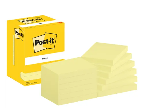 Memoblok Post-it 657 76x102mm geel 12 stuks