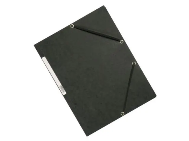 Elastomap A4 Met 3 Kleppen Karton Zwart Voor 200 Vel Pak 10 Stuks