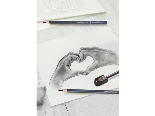 Houtskoolset Faber-Castell 8-delig: 5 houtskoolpotloden (extra super z