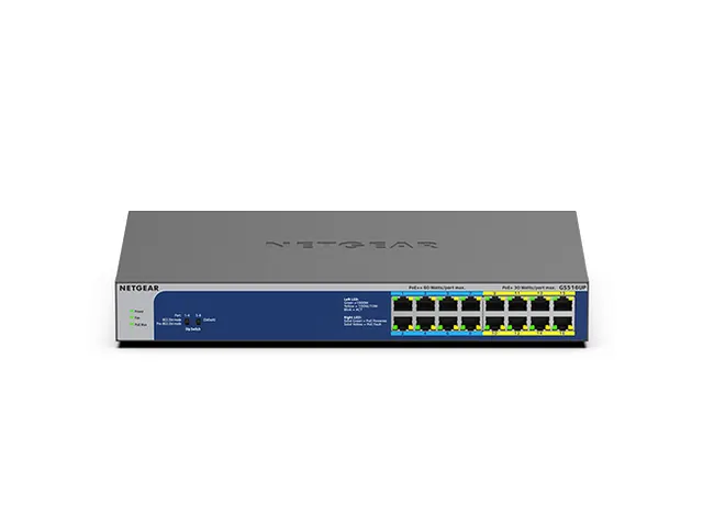 16-poorts Gigabit Ethernet High-Power POE + onbeheerde switch met POE