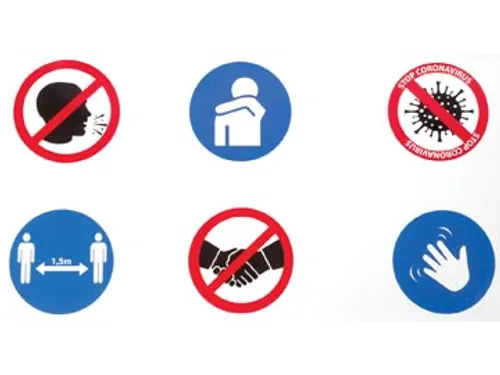 Veiligheidssticker 6 Pictogrammen Omgangsregels 100x50cm