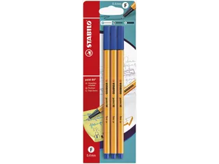 Fineliner STABILO Point 88 0.4mm blister à 3 stuks blauw - 1