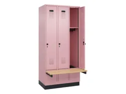 locker met bank,HxBxD 1950x900x815mm,3vak,vak B 300mm,draaigrendel