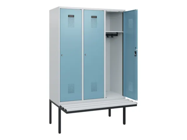 locker met bank,HxBxD 1950x1200x815mm,3vak,vak B 400mm,cilinderslot