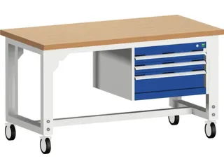 werkbank,verrijdbaar,HxBxD 840-1140x1500x750mm,beukenblad - 1