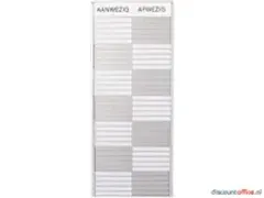 OUTLET In-uit Bord 35 Namen Aluminium Aan/afwezigheidsbord Wit