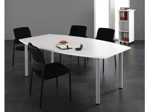 vergadertafel HxBxD 72x200x80cm vatvormig beuken 4voeten Alu