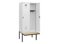 locker met bank,HxBxD 1950x800x815mm,2vak,vak B 400mm,draaigrendel