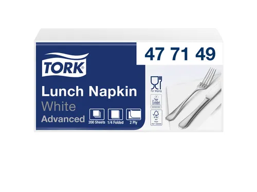 Servetten Tork 477149 2-laags 33x33cm wit 1/4 vouw 200st.