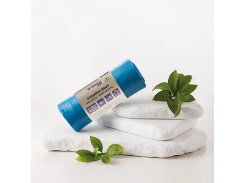 Donau Eco vuilniszak met handvatten LDPE 30 micron 60L 10 stuks blauw