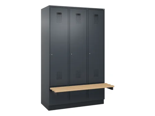 locker met bank,HxBxD 1950x1200x815mm,3vak,vak B 400mm,cilinderslot