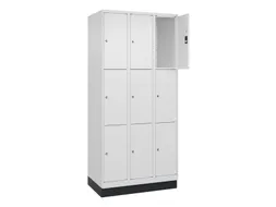 lockerkast,HxBxD 1950x900x500mm,3x3vakken,vak B 300mm,cil.-slot,sokkel