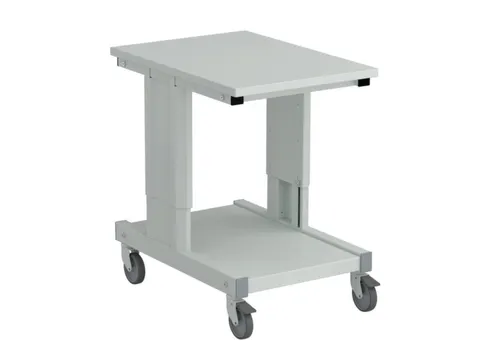 bijzettafel,HxBxD 650-900x500x700mm,blad grijs,RAL7035,2legborden