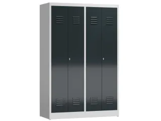 garderobekast HxBxD 1800x1185x500mm 4vak klink RAL7035 RAL7016 - 1
