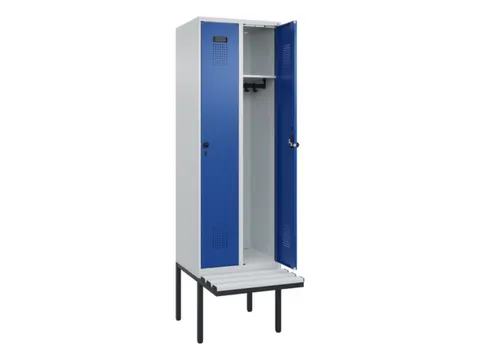 locker met bank,HxBxD 2120x600x815mm,2vak,vak B 300mm,draaigrendel