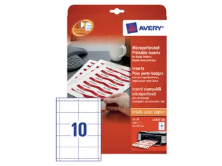 Badgekaart Avery L4727-20 54x90mm microperforatie 200 stuks - 2