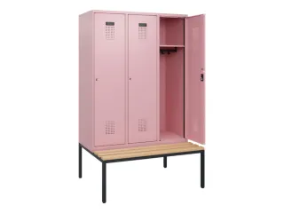 locker met bank,HxBxD 1950x1200x815mm,3vak,vak B 400mm,cilinderslot - 1