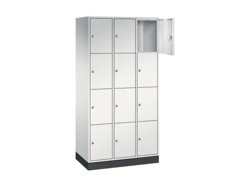 lockerkast,RAL 7035,HxBxD 1950x920x500mm,3x4vakken,cil.-slot,sokkel