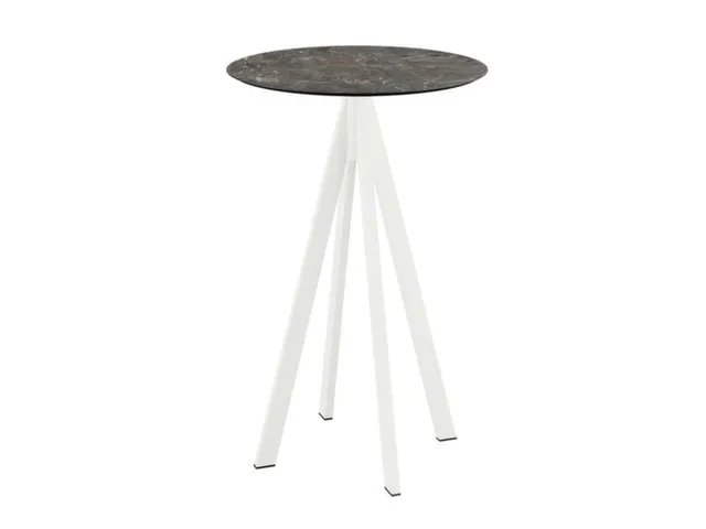 statafel,HxØ 1090x700mm,rond,4voeten wit,blad HPL Galaxy Marble