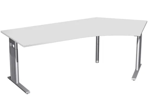 In hoogte verstelbaar hoekbureau 680-820x2166x1130mm lichtgrijs zilver