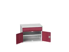 ladekast HxBxD 600x800x550mm 1lade 2deuren RAL7035 front RAL3004