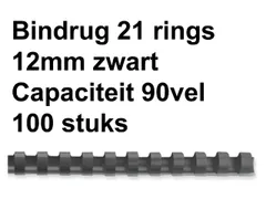 Bindrug Fellowes 12Mm 21-Rings A4 Zwart 100 Stuks