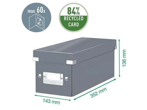 Cd-box Leitz Click & Store 143x136x352 Zwart 84% gerecycled karton
