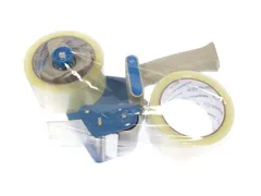 Tape dispenser Raadhuis met 2 rollen transparant PP tape 48mmx66m low