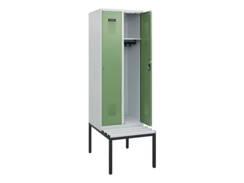 locker met bank,HxBxD 1950x600x815mm,2vak,vak B 300mm,cilinderslot