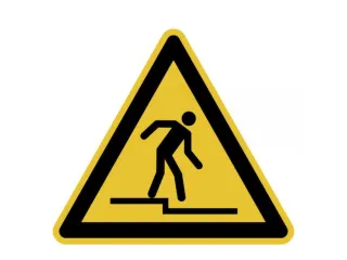 waarschuwingsbord,v. binnen/buiten,Waarschuwing voor afstapje,folie - 1