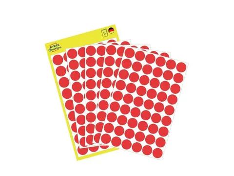 Etiket Avery Zweckform 3141 Rond Ø12mm Rood 270 Stuks