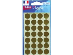 Ronde Etiketten in Etui Diameter Ø15mm, Goud, 112 Stuks, 28 per Blad