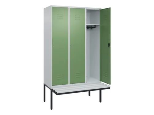 locker met bank,HxBxD 2120x1200x815mm,3vak,vak B 400mm,cil.-slot