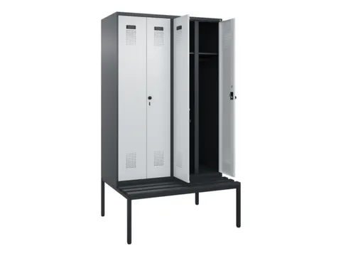 locker met bank,voor scheiding van kleding,HxBxD 2120x1200x815mm,4vak
