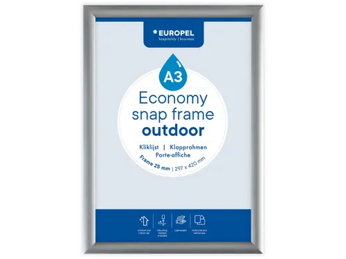 Europel Kliklijst Economy Outdoor A3 Zilver 25 mm waterdicht