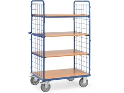 Etagewagens 8411 4 Etages Hout 600kg 1000x600mm Ral5007 Draadgaas