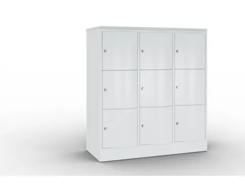 lockerkast cil.slot 1255x1150x540mm 3x3 vakken RAL7035 front RAL7035