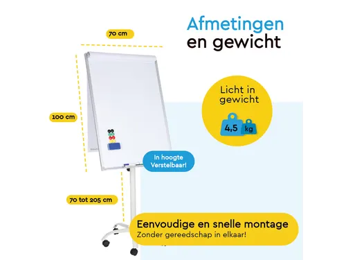 BRASQ Flipover Mobiel 70x100cm Magnetisch Wit inclusief accessoires