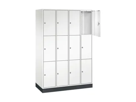 lockerkast,HxBxD 1950x1220x500mm,4x3vakken,cil.-slot,sokkel