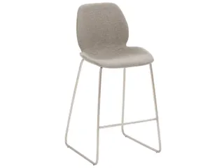 Barkruk mySOLO Sledeframe RVS met Zitting stof Grijs gemêleerd - 1