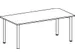 Table de réunion rectangulaire 720x1800x800mm gris 4 pieds RAL9006