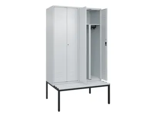 PBM-locker met bank,HxBxD 2120x1200x815mm,4vak,vak B 300mm,cil.-slot - 2