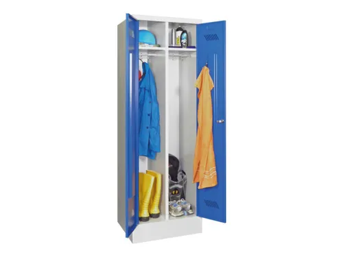 garderobekast,HxBxD 1850x600x500mm,2vak,RAL7035,front RAL5010