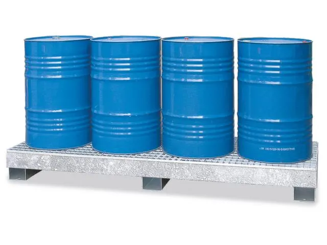 Opvangbak Staal 2420x820x240mm Voor 4x200l Vaten Rooster Verzinkt