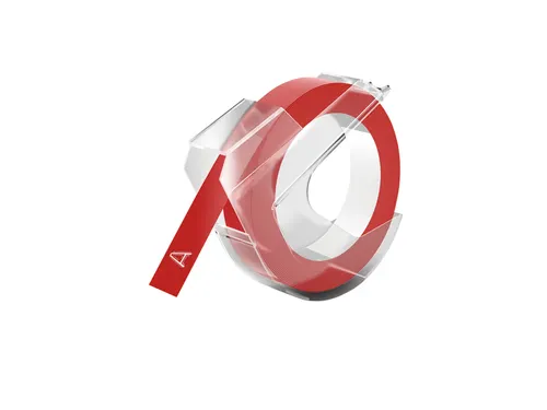 Labeltape Dymo rol 9mmx3M glossy vinyl prof rood 520102