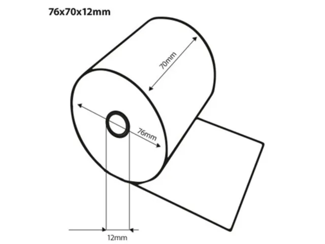 Rouleau terminal carte Quantore 76mmx25m Ø12mm blanc/jaune
