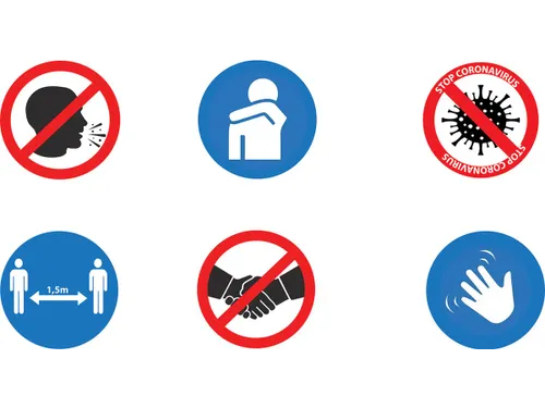 Veiligheidssticker 6 Pictogrammen Omgangsregels 100x50cm