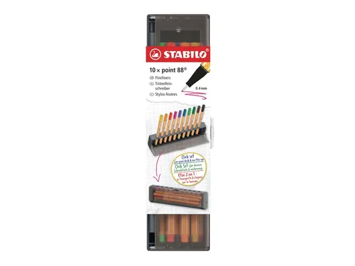 Fineliner STABILO point 88 Fijn clickset à 10 kleuren