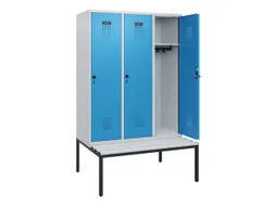locker met bank,HxBxD 1950x1200x815mm,3vak,vak B 400mm,draaigrendel