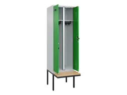 locker met bank,voor scheiding van kleding,HxBxD 2120x600x815mm,2vak